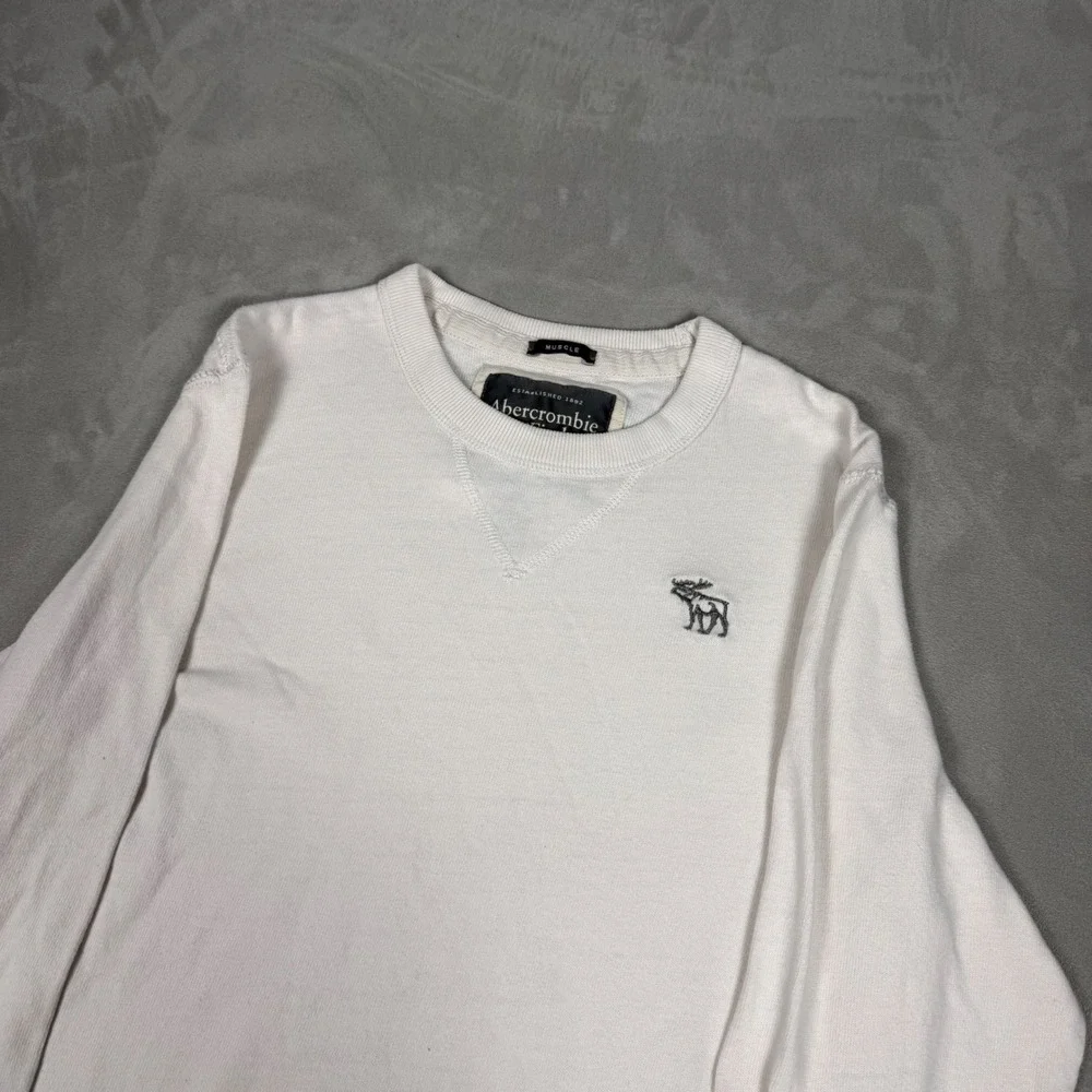 Y2K Mens Abercrombie & Fitch Muscle Fit Waffle Knit Long Sleeve Shirt White S
